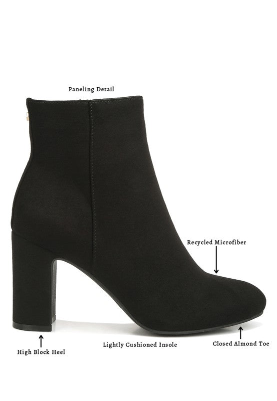 Microfiber Block Ankle Boots