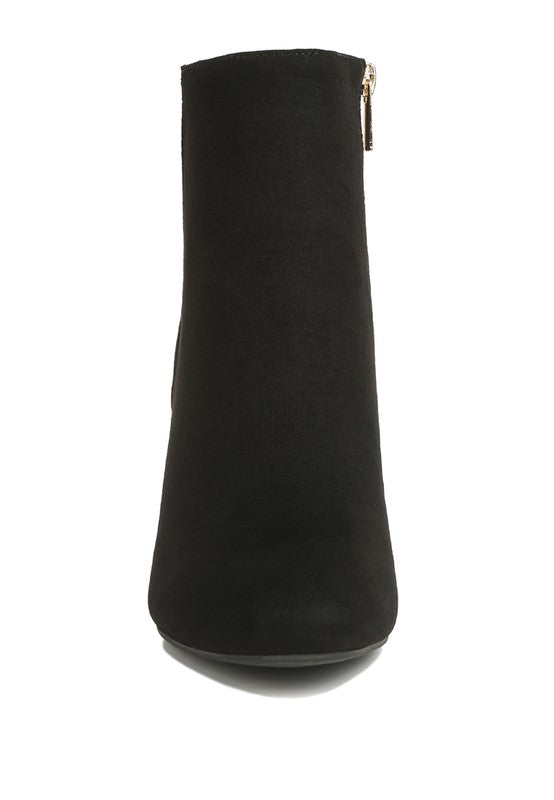 Microfiber Block Ankle Boots