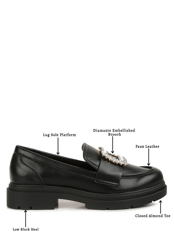 PU Buckle Embellishment Loafers