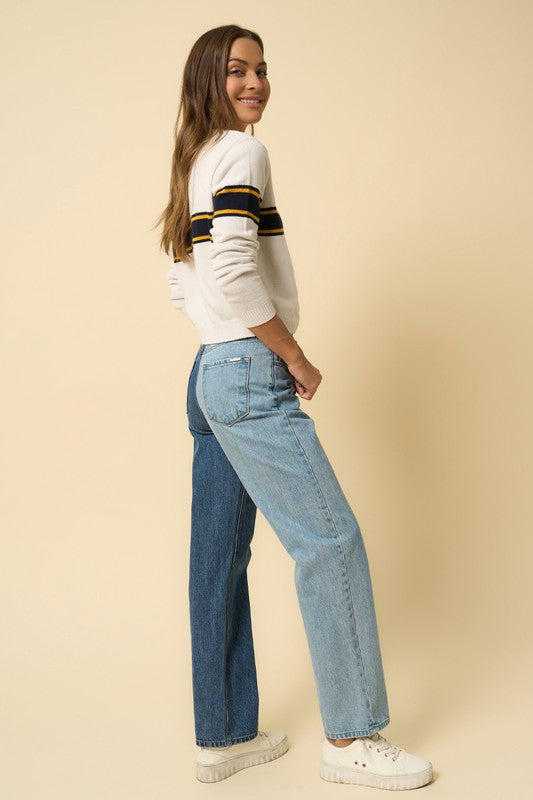 Crossover-Waist Bootcut Pants