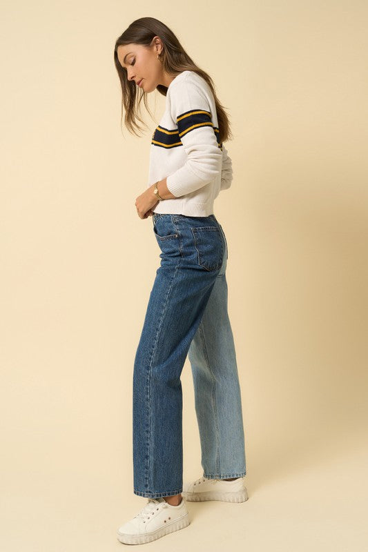 Crossover-Waist Bootcut Pants