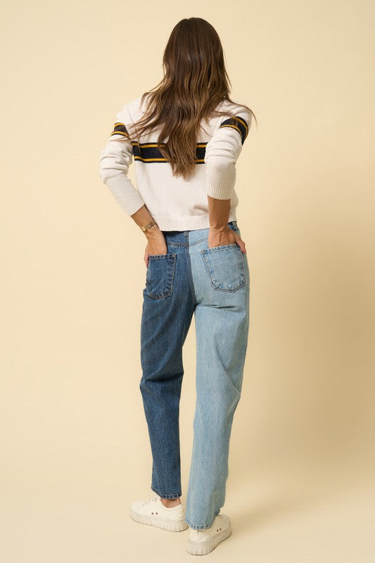 Crossover-Waist Bootcut Pants