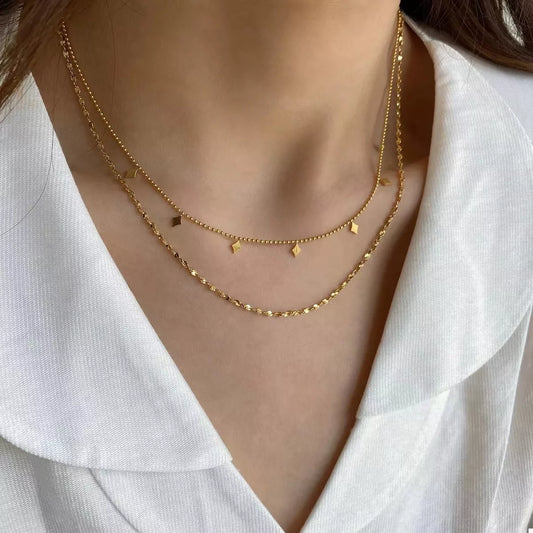 18K Gold-Plated Double Layered Necklace - alternate necklace view