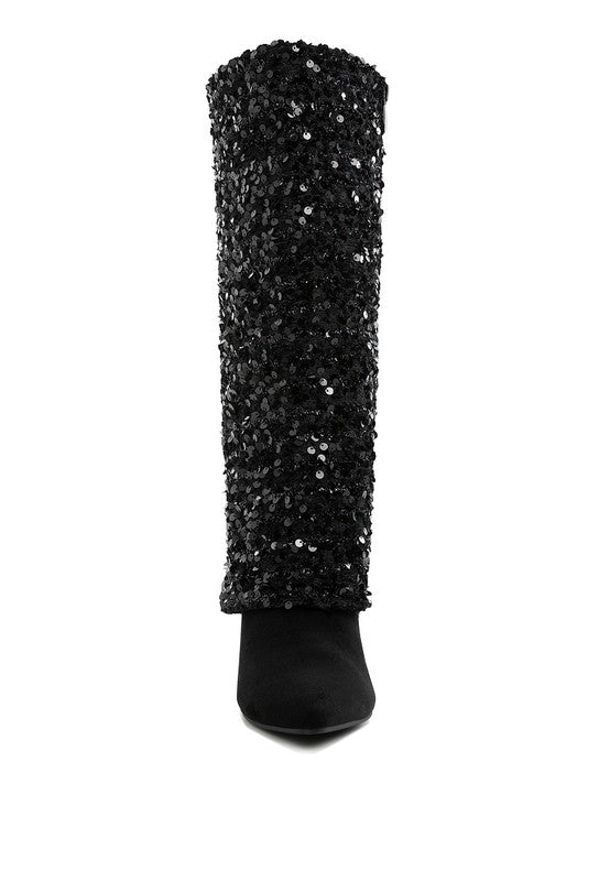 Sequinned Fold-Over Boots