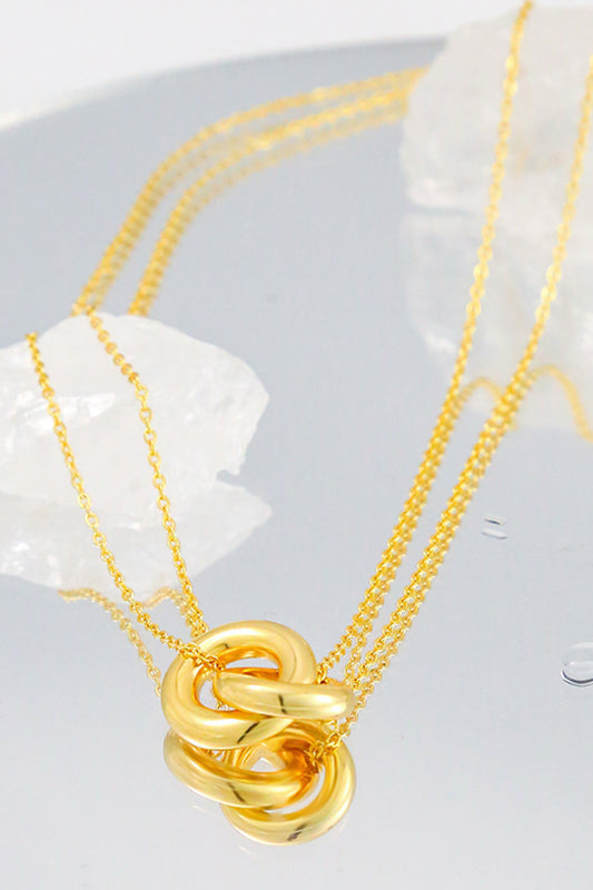 Linked Ring Pendant Chain Necklace - alternate ring view