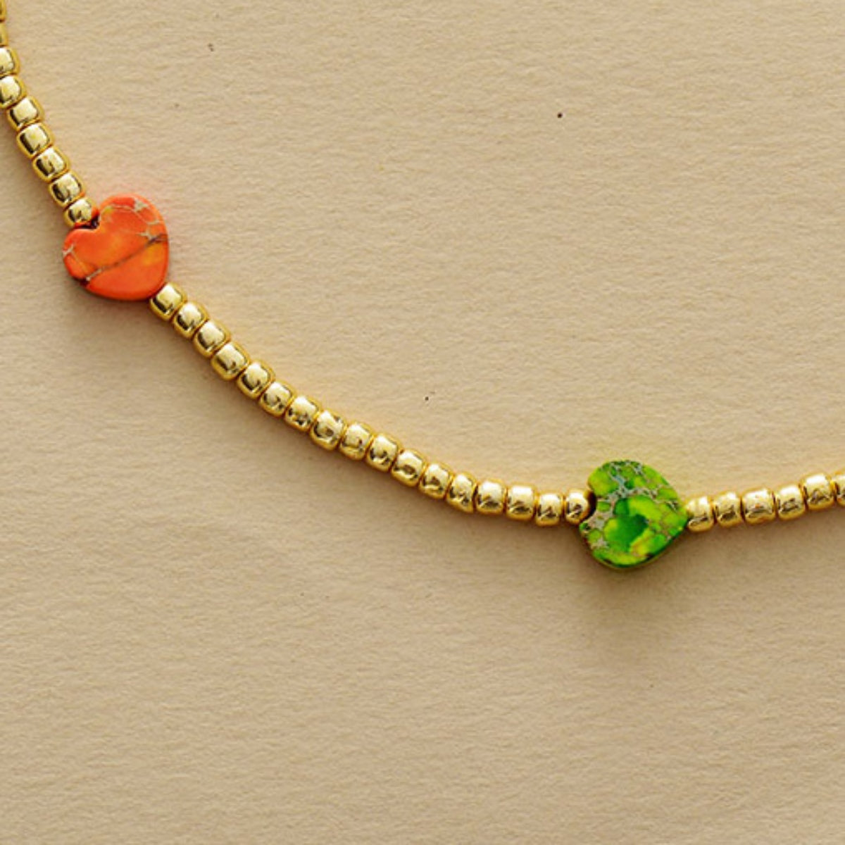 Heart Shape Natural Stone Necklace - alternate necklace view