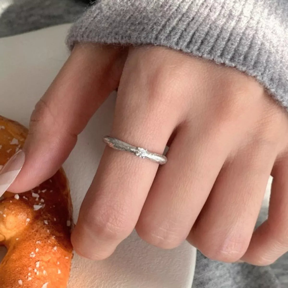 Sterling Silver Zircon Ring - alternate ring view