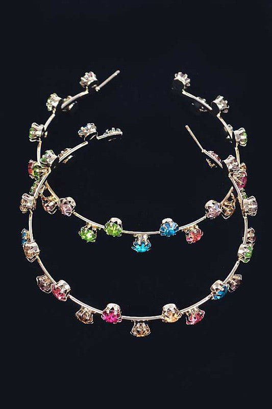 Rhinestone C-Hoop Earrings
