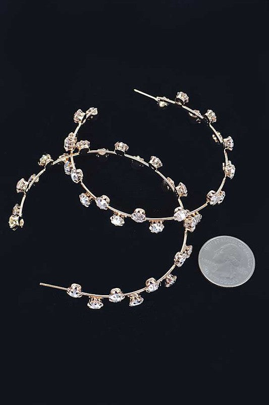 Rhinestone C-Hoop Earrings