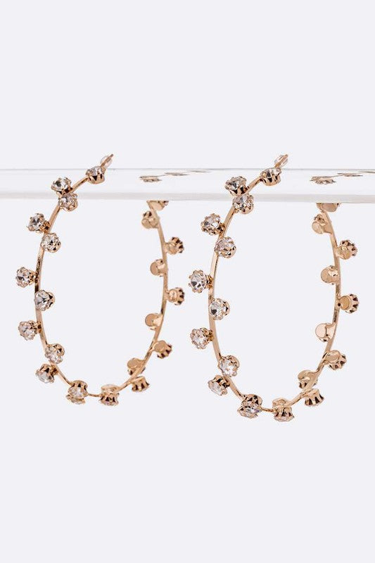 Rhinestone C-Hoop Earrings
