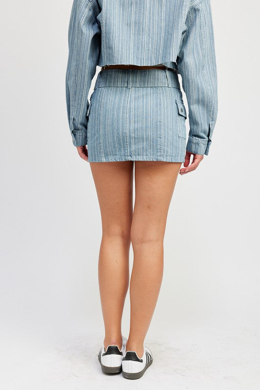 Belted Denim Skirt