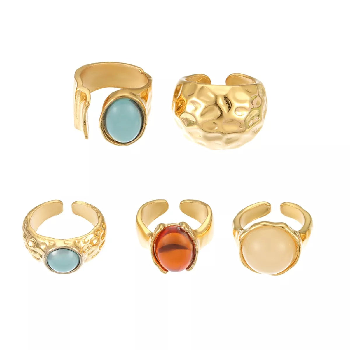 5-Piece Bohemian Gemstone Statement Ring Set - alternate ring view