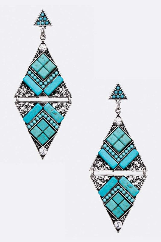 Pave Stone Dangle Earrings