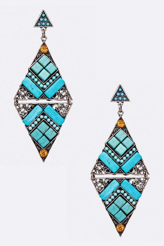 Pave Stone Dangle Earrings