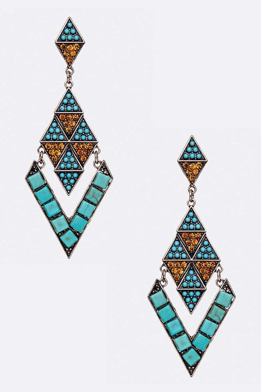 Multi-Tier Stone Pave Earrings