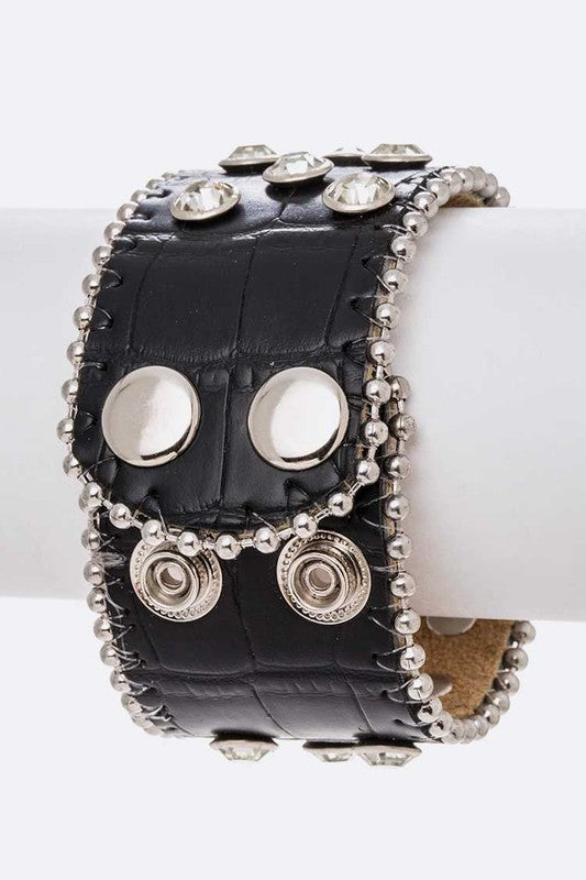 Studs Leather Cuff