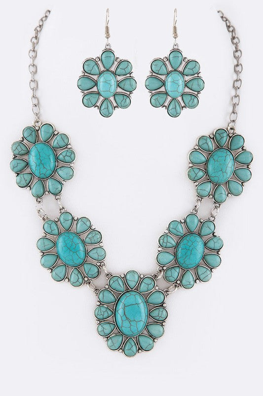 Stone Bib Necklace Set