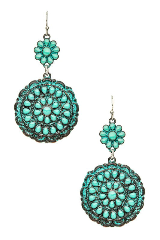 Turquoise Cluster Drop Earrings