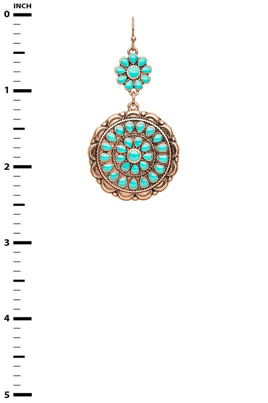 Turquoise Cluster Drop Earrings