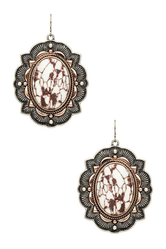 Antique Drop Stone Earrings