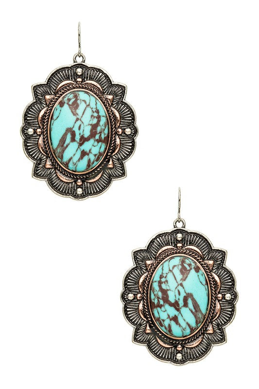 Antique Drop Stone Earrings