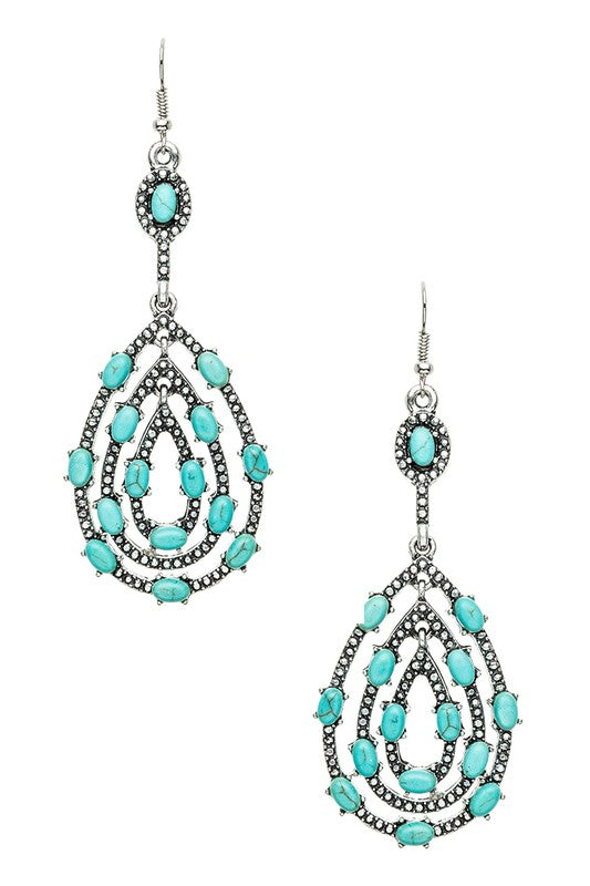 Turquoise Pave Oval Earrings