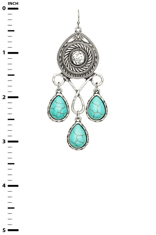 Color Stone Drop Earrings