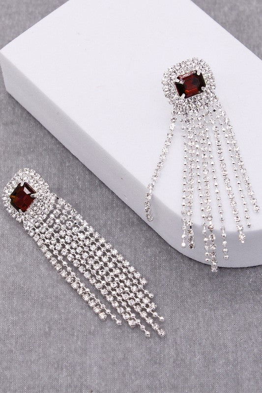 Gemstone Pave Tassle Earring