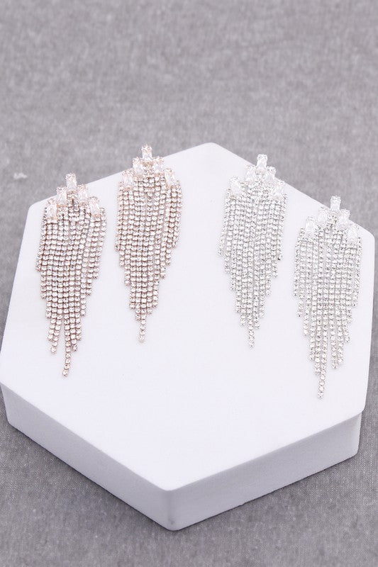 Cubic Zirconia Tassel Drop Earrings