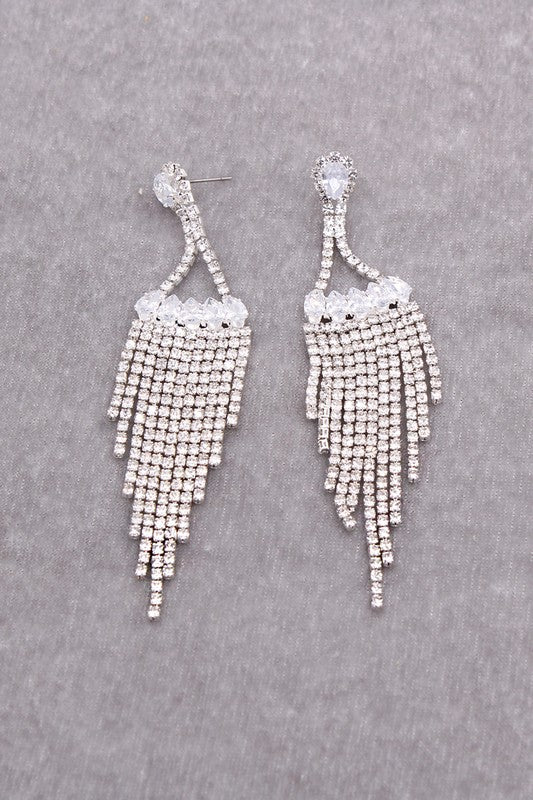 Cubic Zirconia Tassel Earrings