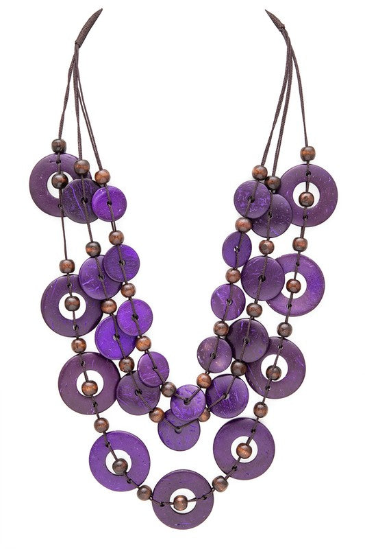 Wooden Disk Layered Necklace