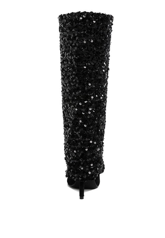 Sequinned Fold-Over Boots