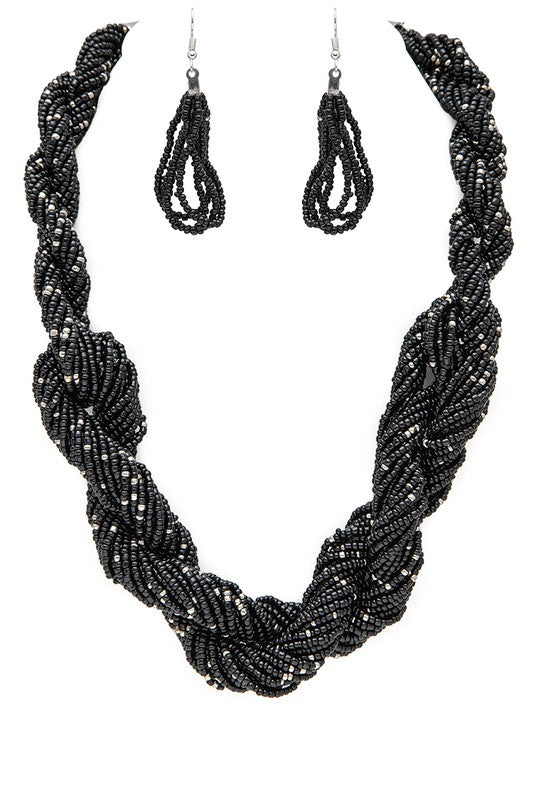 Seed Bead Statement Necklace Set