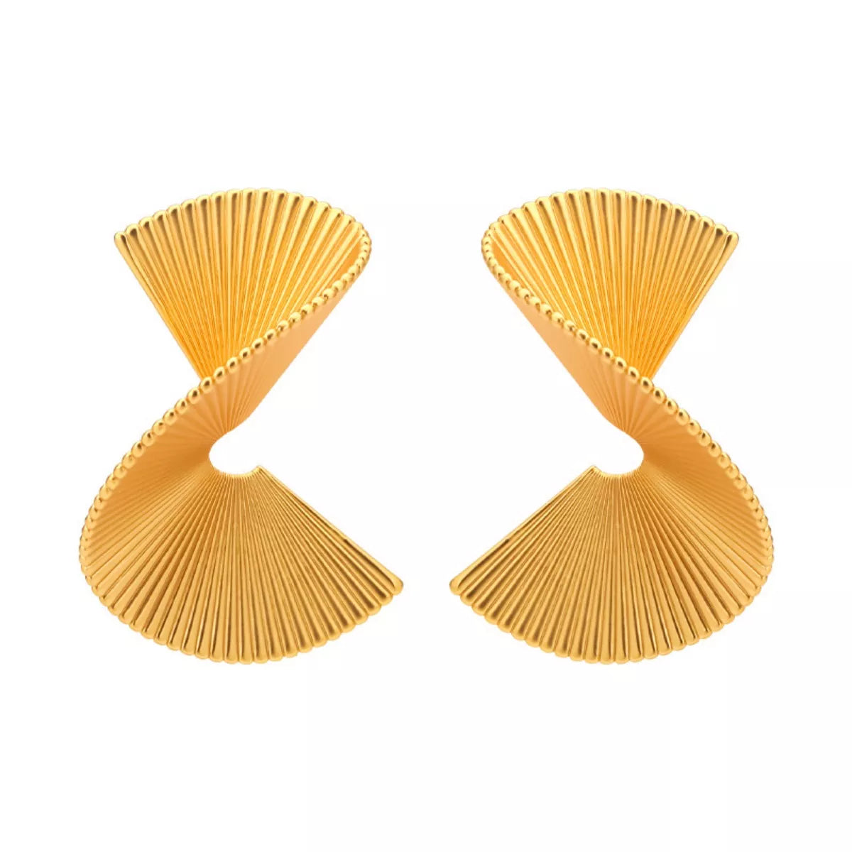 18K Gold-Plated Copper Fan-Shaped Earrings - alternate earring view