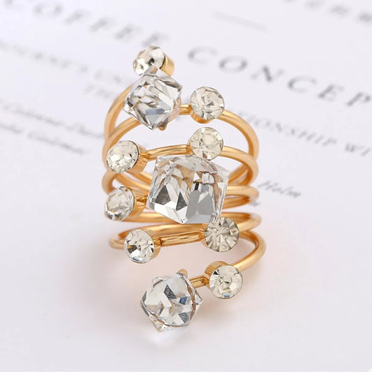 18K Gold-Plated Multi-Layered Ring in Red - women's ring
