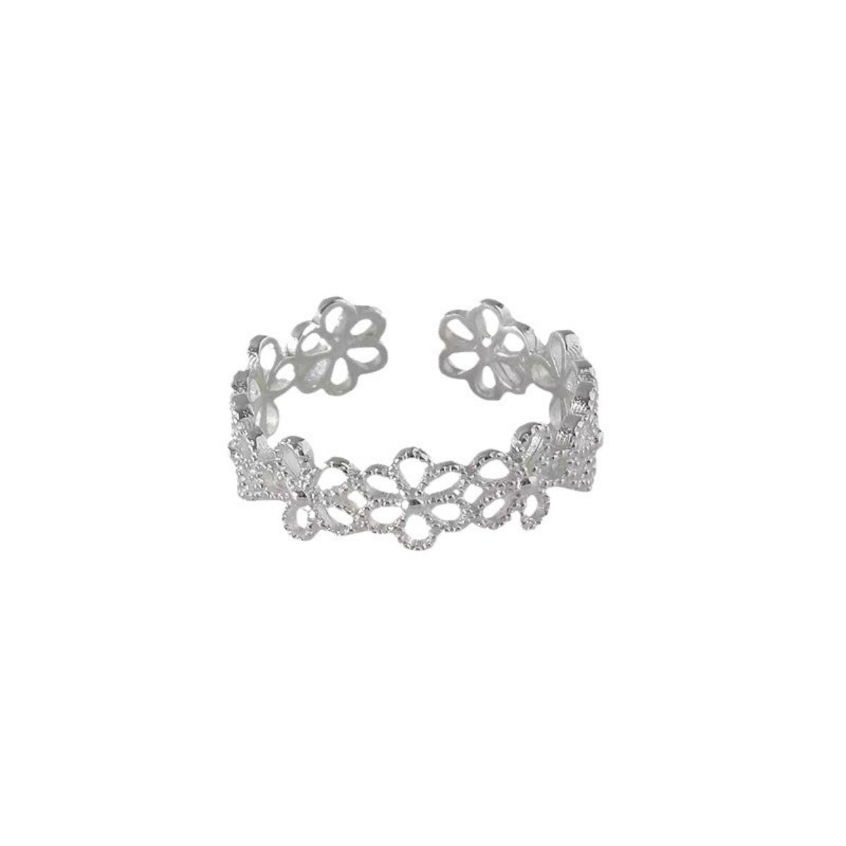 Floral Adjustable Open Ring - alternate ring view