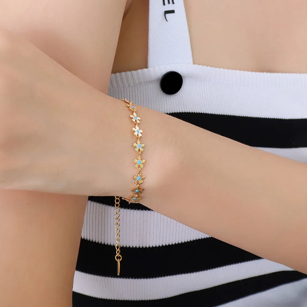 Titanium Steel Drip Oil Flower Bracelet - alternate jewelry view