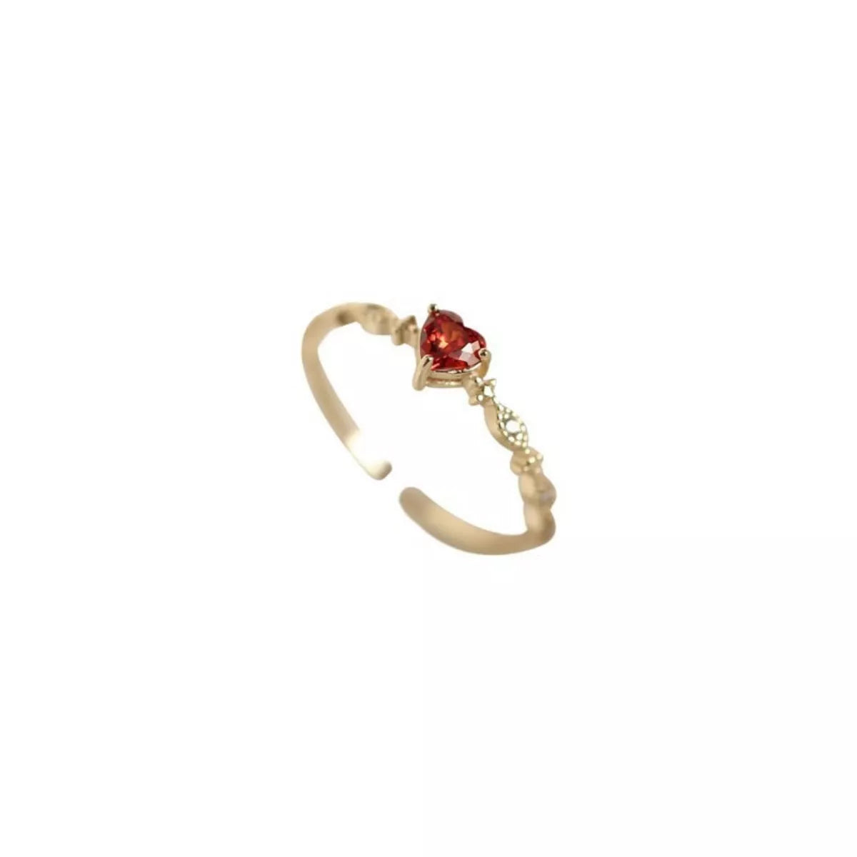 Sterling Silver Zircon Heart Open Ring - alternate ring view