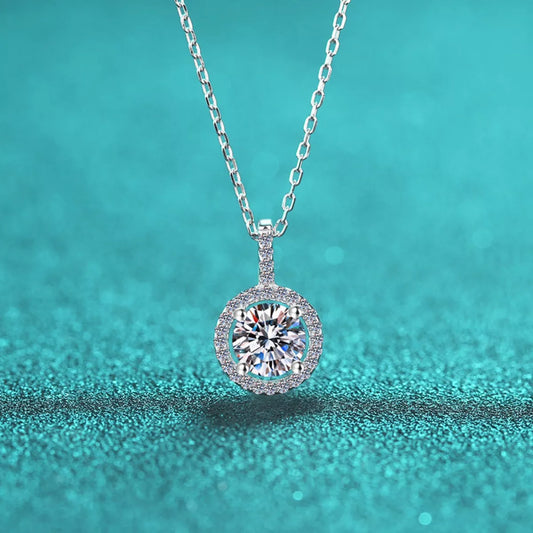 2 Carat Moissanite Pendant Necklace - alternate necklace view