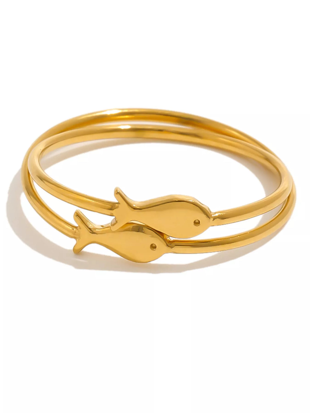 18K Gold-Plated Stainless Steel Fish Ring - alternate ring view