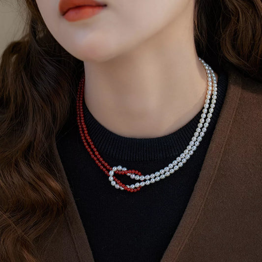 Double Layered Knot Necklace - alternate necklace view