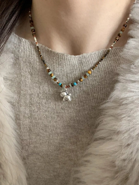 Beaded Horse Pendant Necklace - alternate necklace view