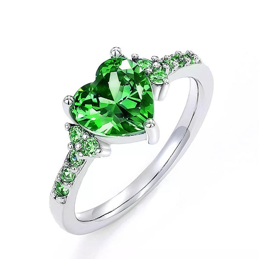 Alloy Zircon Heart-Shaped Ring in Purple - women's ring
