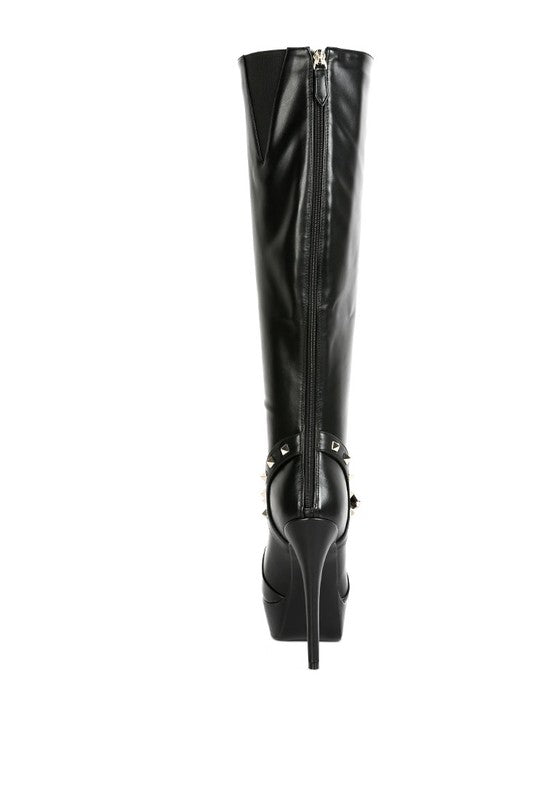 Stud Stiletto Platform Boots
