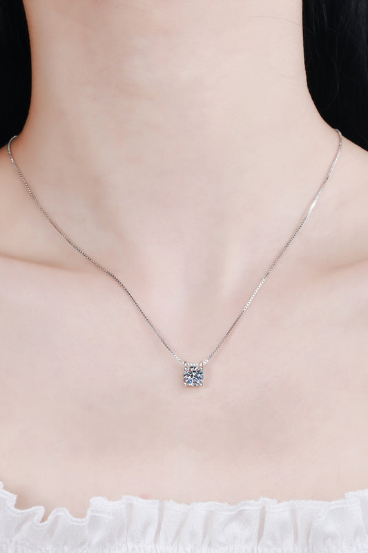 1 Carat Moissanite Sterling Silver Chain Necklace - alternate necklace view