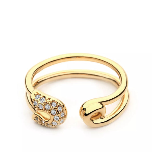 Zircon Double Band Open Ring in Gold - women's open ring