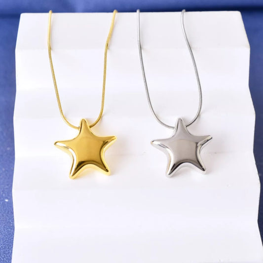 Titanium Steel Star Pendant Necklace in Steel Color - women's pendant necklace
