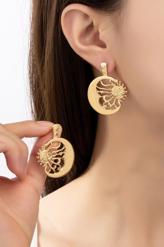 Crescent Sun Drop Earrings