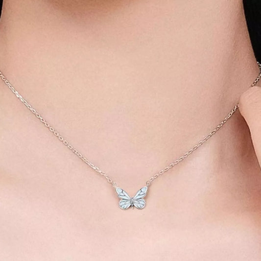 Sterling Silver Butterfly Necklace - alternate necklace view