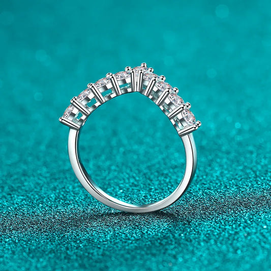 Sterling Silver Moissanite V Shape Ring in Silver - women's ring